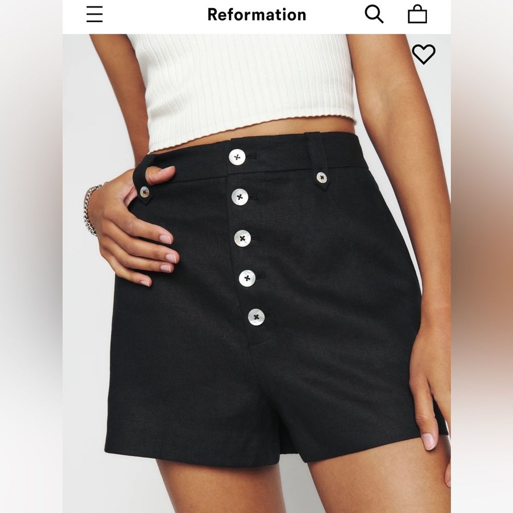 NWT Reformation Grayson linen short; size 2